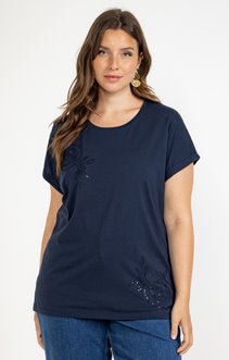 Tee-shirt avec broderies fleurs