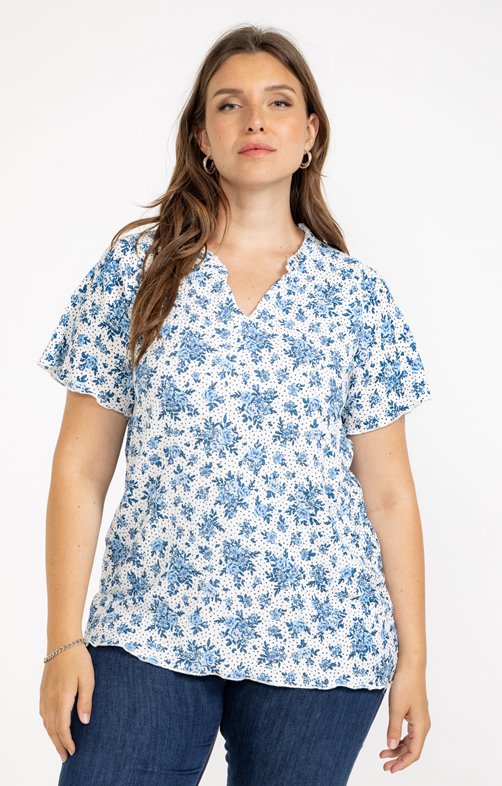 Tee-shirt maille relifée imprimé floral