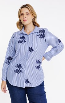 Chemise rayée et brodée