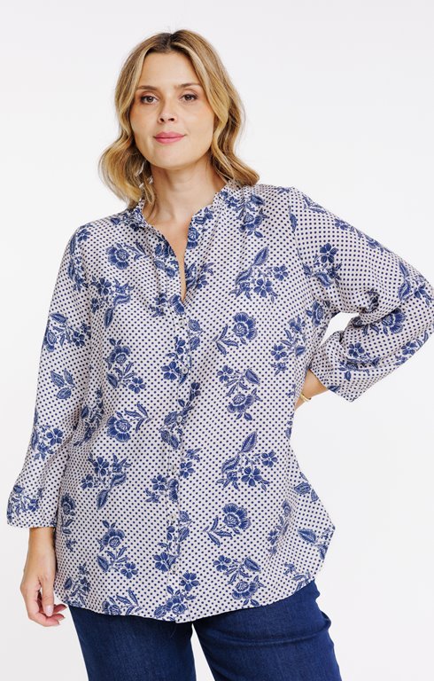 Chemise imprimée col froufrou