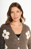 Gilet avec fleurs écrues