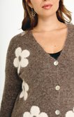 Gilet avec fleurs écrues