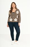 Gilet avec fleurs écrues