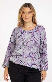 Tee-shirt maille chaude imprimé coeurs