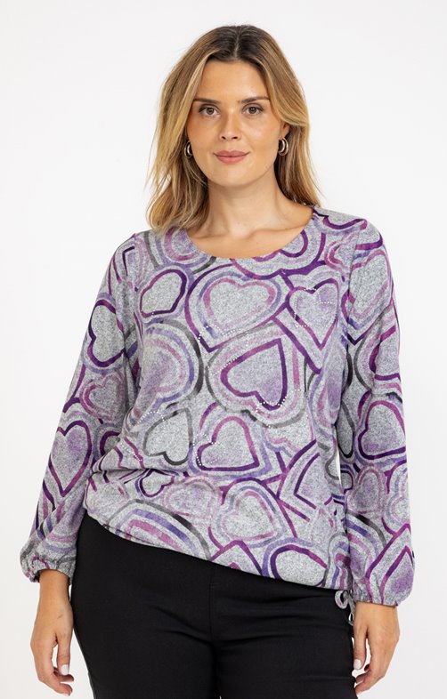 Tee-shirt maille chaude imprimé coeurs