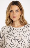 Tee-shirt maille chaude imprimé coeurs