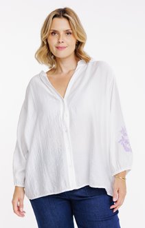 Chemise unie avec manches brodées