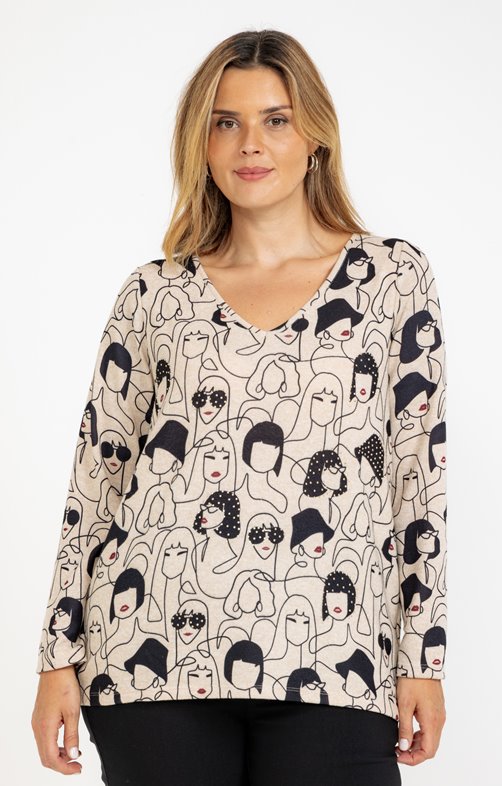 Tee-shirt maille chaude imprimé femmes