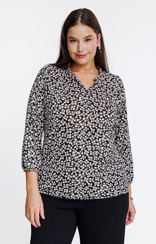 T-SHIRT imprimé encolure froufrou