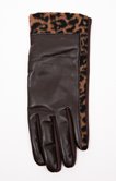 Gants simili cuir avec bandes léopard