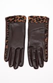 Gants simili cuir avec bandes léopard