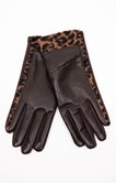 Gants simili cuir avec bandes léopard