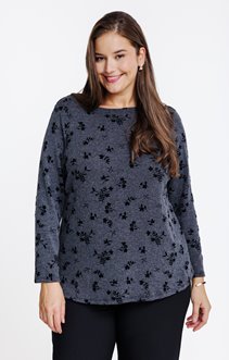 Tee-shirt maille chaude imprimé velour