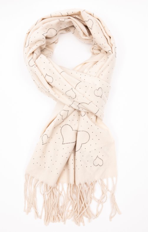 Echarpe avec coeurs strass