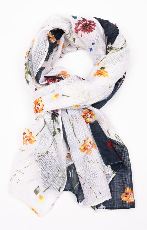 Foulard bicolore à fleurs