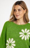 Pull avec fleurs écrues