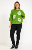 Pull avec fleurs écrues