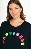 Pull avec écritures multico