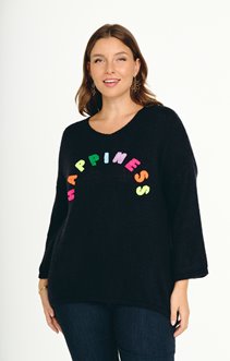 Pull avec écritures multico