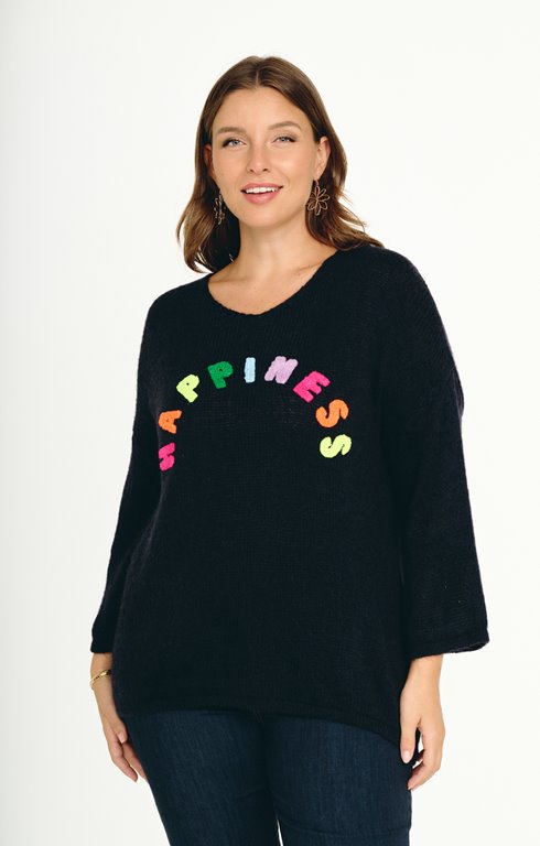 Pull avec écritures multico