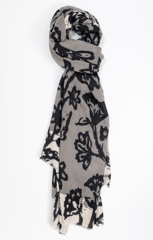 Echarpe avec fleurs noires