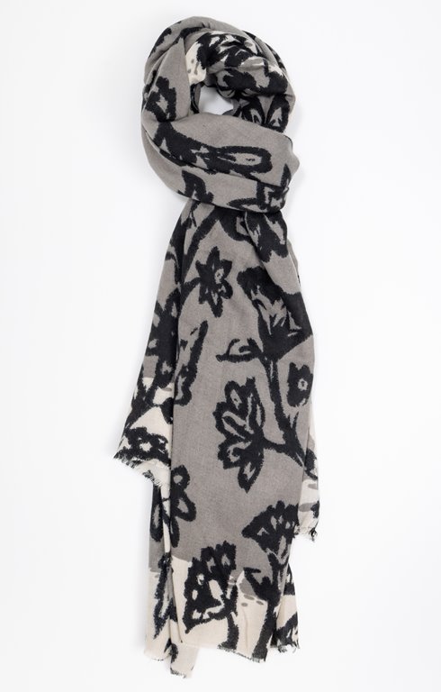 Echarpe avec fleurs noires