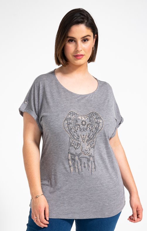 Tee-shirt motif éléphant en strass