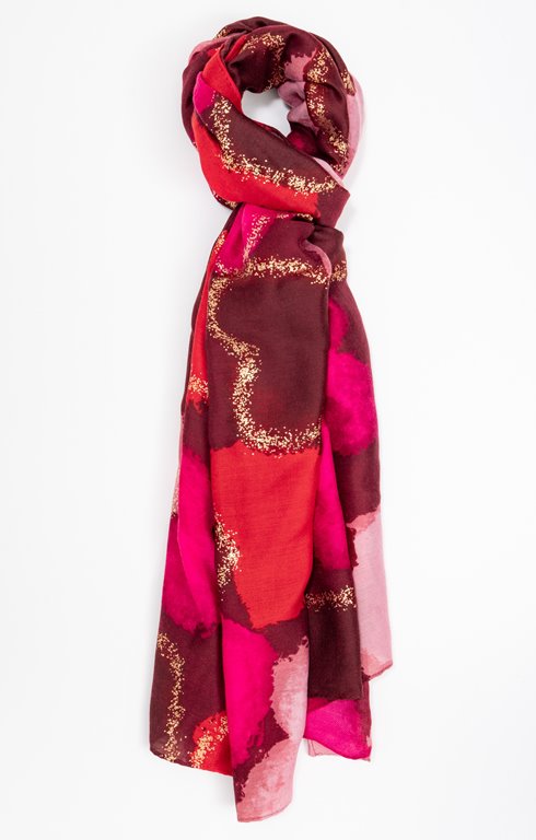 Foulard coeurs fond grenat