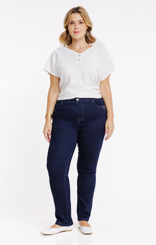 Pantalon denim détail strass