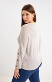 Pull col rond chiné beige