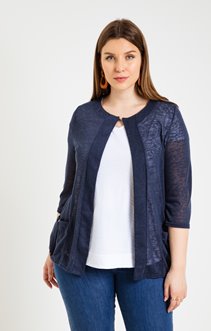 GILET LONG AVEC OEILLETS SUR LES POCHES