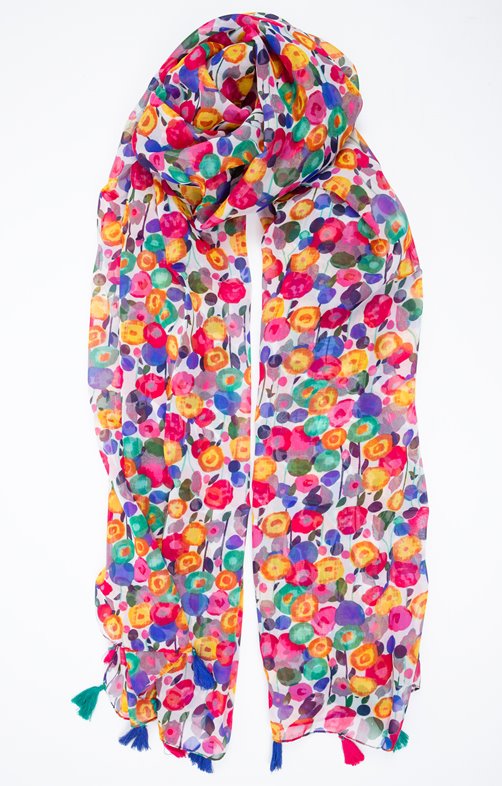 Foulard en voile imprimé fleurs