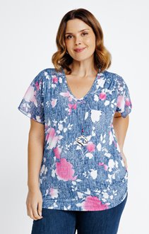 Tee-shirt imprimé effet jean