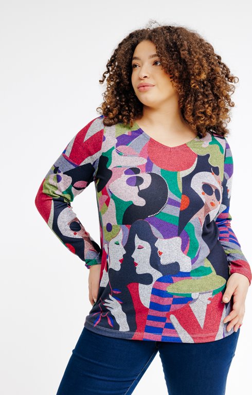 Tee-shirt imprimé femmes patch strass