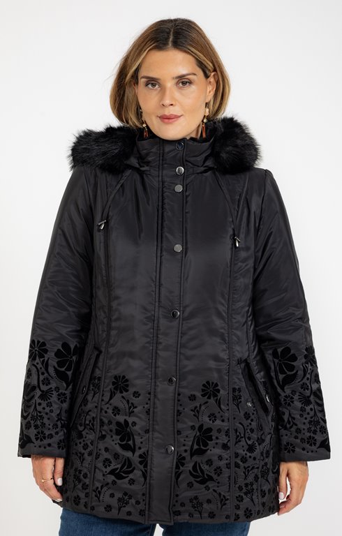 Parka mi-longue flockée