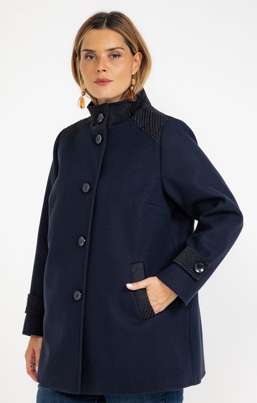 Manteau court bi-matière