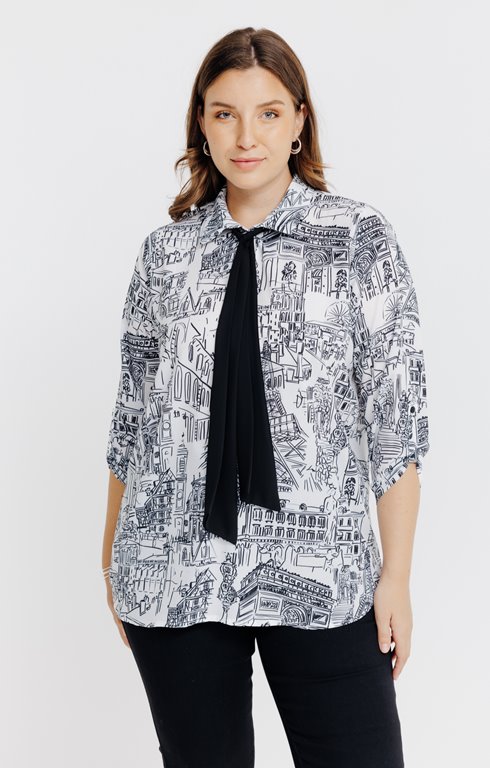 CHEMISE IMPRIMEE PARIS AVEC CRAVATTE 