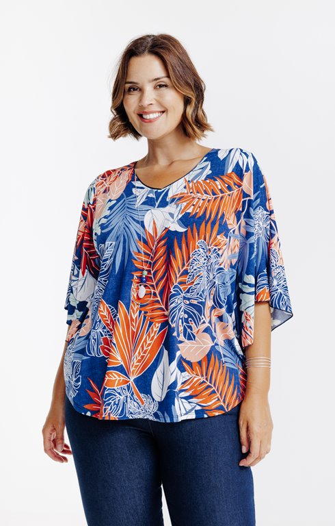 Tee-shirt forme poncho imprimé
