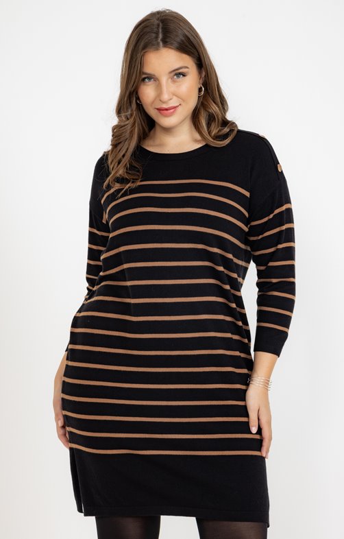 Robe pull maille rayée chic