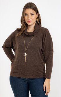 Pull uni col roulé
