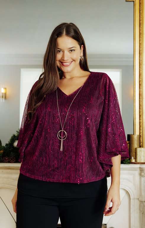 Tee-shirt forme poncho brillant