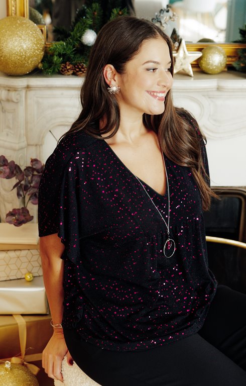 Poncho à sequins avec collier