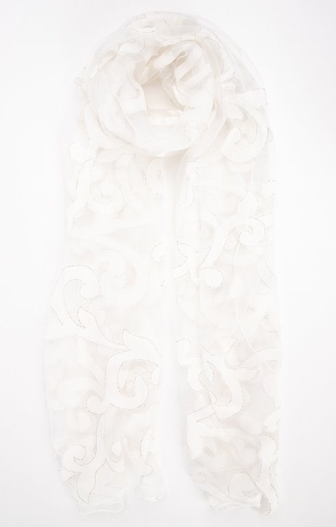 Foulard blanc dévoré avec fil lurex 