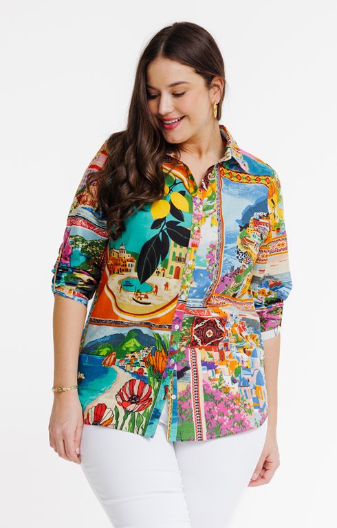 Chemise en voile de coton imprimée