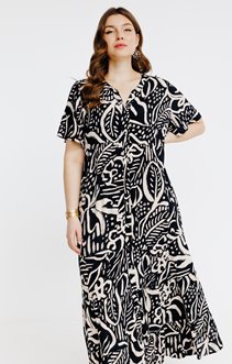 Robe longue à volants boutonnée