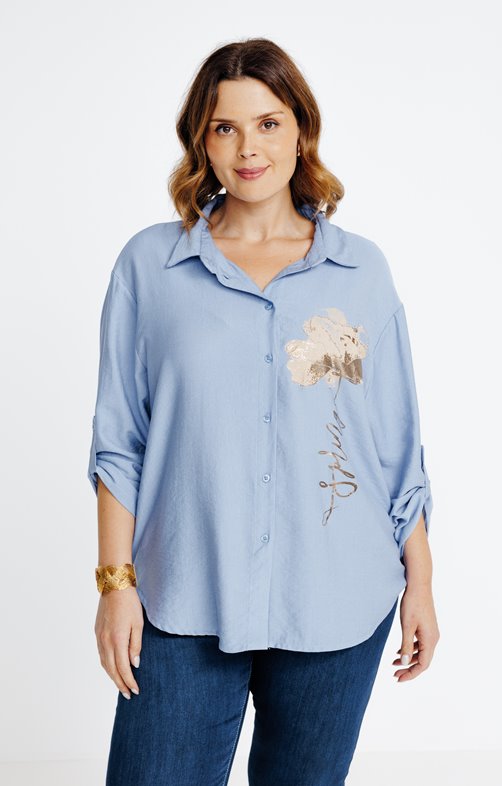 Chemise imprimée avec broderies