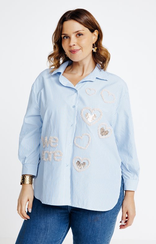 Chemise rayée avec broderies