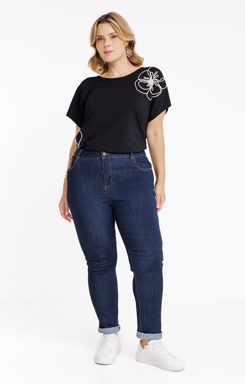 Pantalon slim effet denim
