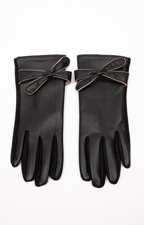 Gants simili cuir avec noeuds