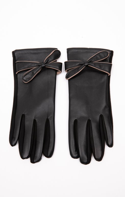 Gants simili cuir avec noeuds